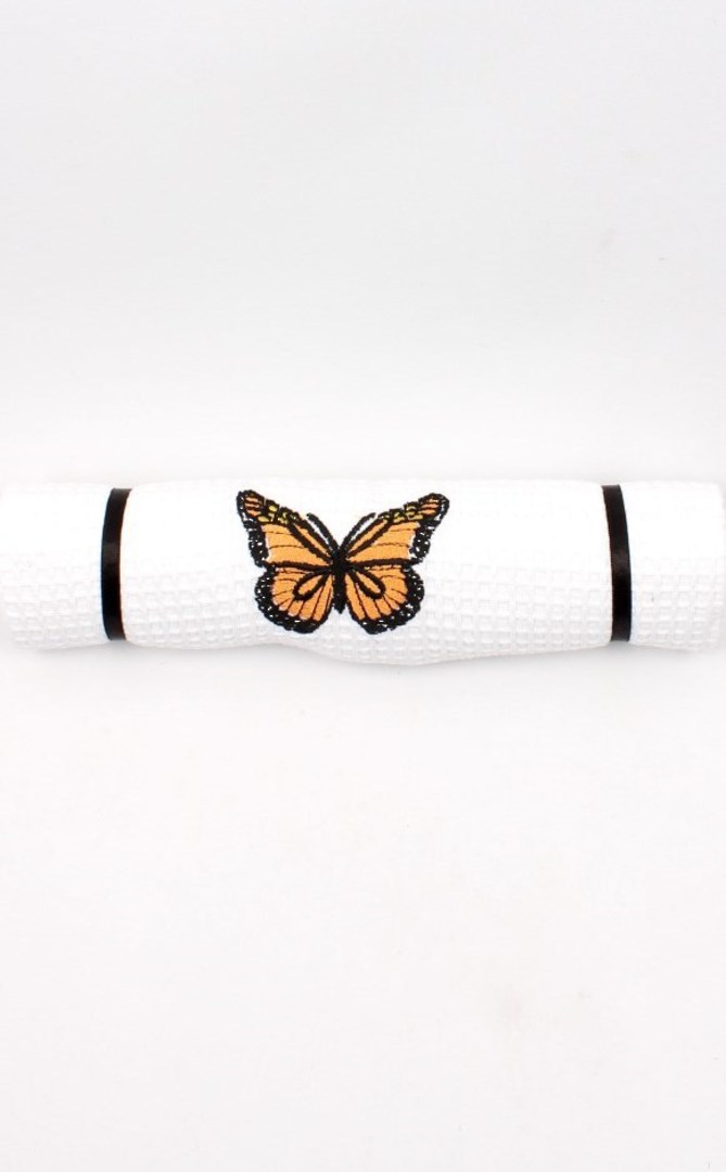 Embroidered cotton waffle weave tea towel 'butterfly' Code : T/T-EMB/BUT image 0